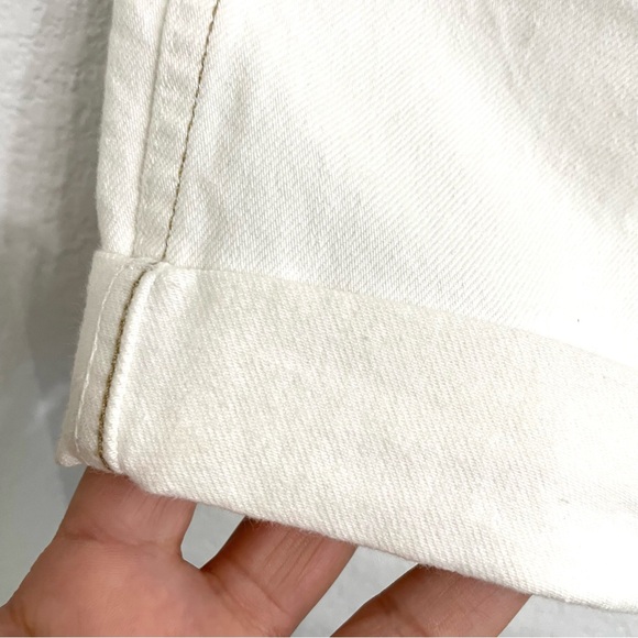 FRAME DENIM Womens Shorts High-Rise Ecru Cuffed Hem Ivory Cotton Size 32 - Picture 10 of 12